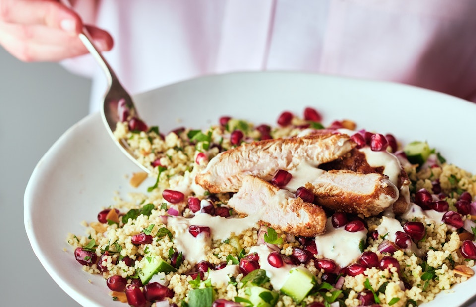 ViewPomegranate chicken with couscous