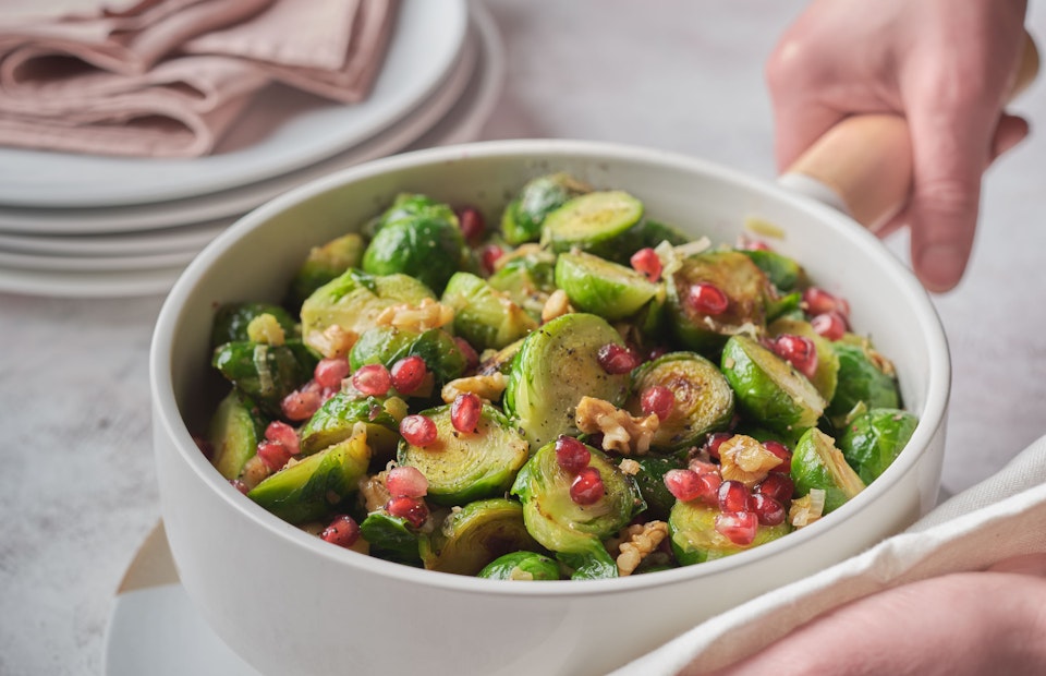 ViewPomegranate & walnut Brussels sprouts